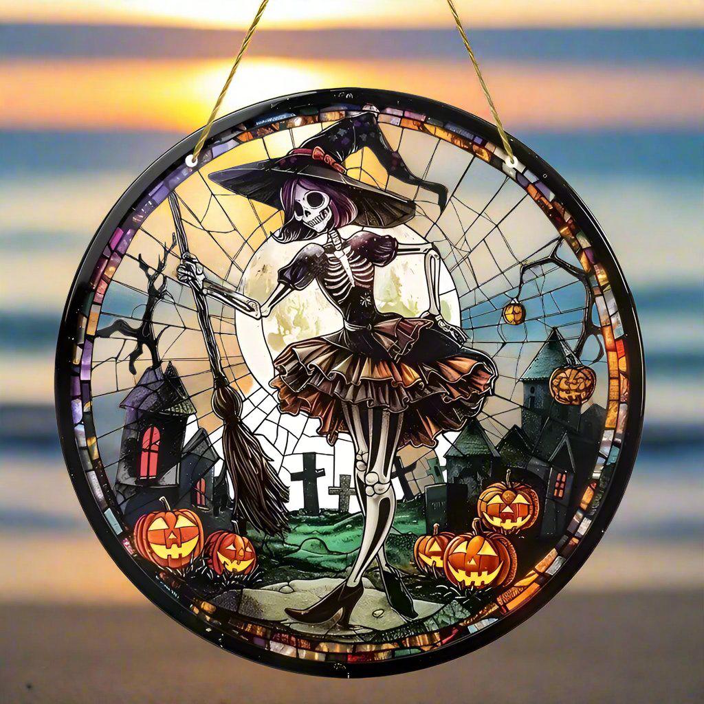 Halloween window decor Witchy suncatcher Gothic window art Witch Hanging Ornament-MoonChildWorld