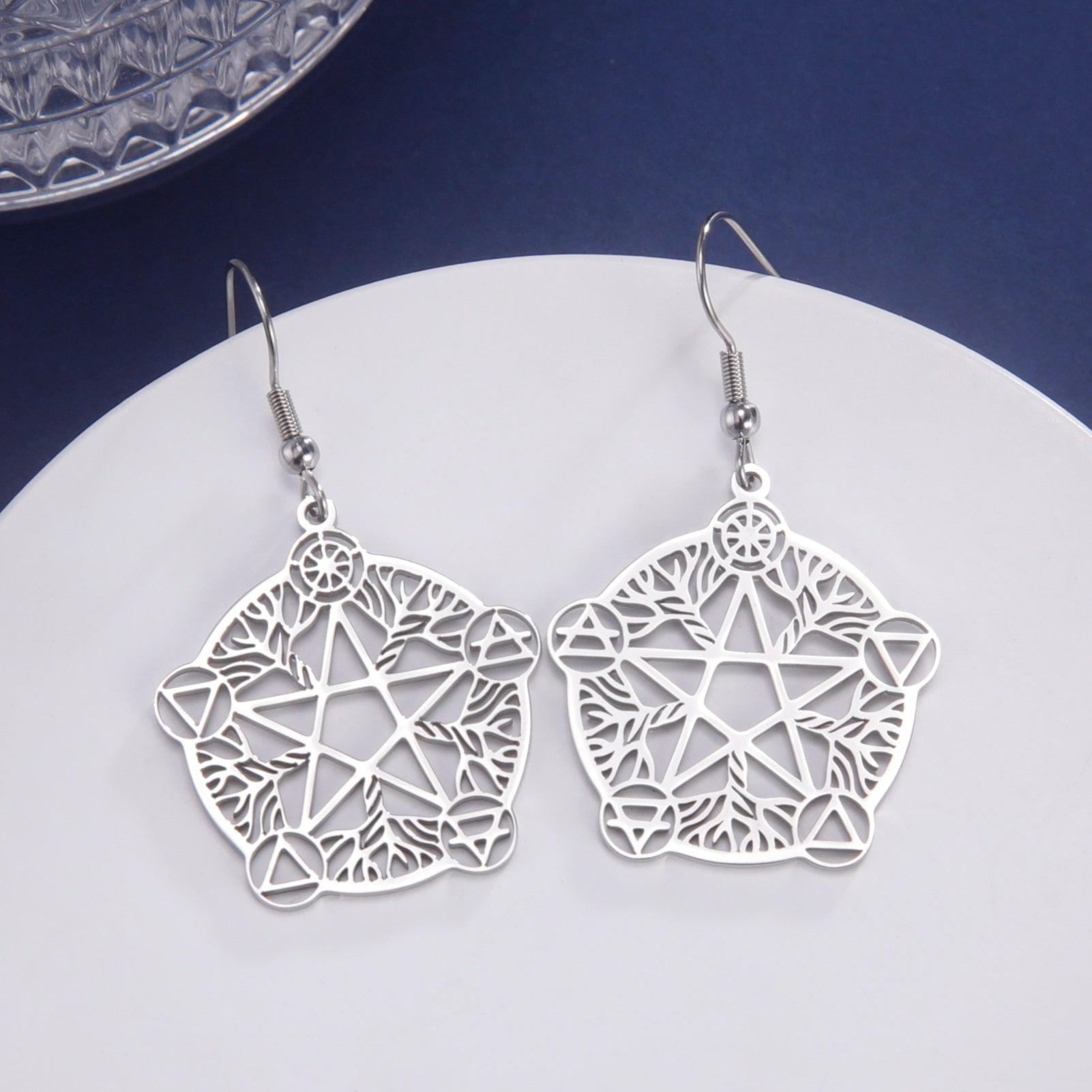 Pentagram Earrings Wiccan Pagan Jewelry-MoonChildWorld