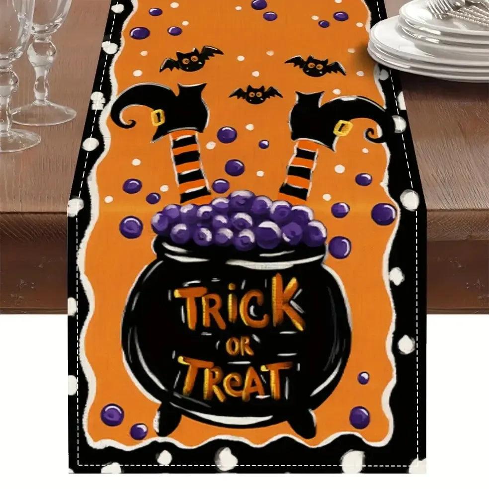 Halloween Table Runner - Trick or Treat Witch Table Runner for Gothic & Witchy Home Decor-MoonChildWorld