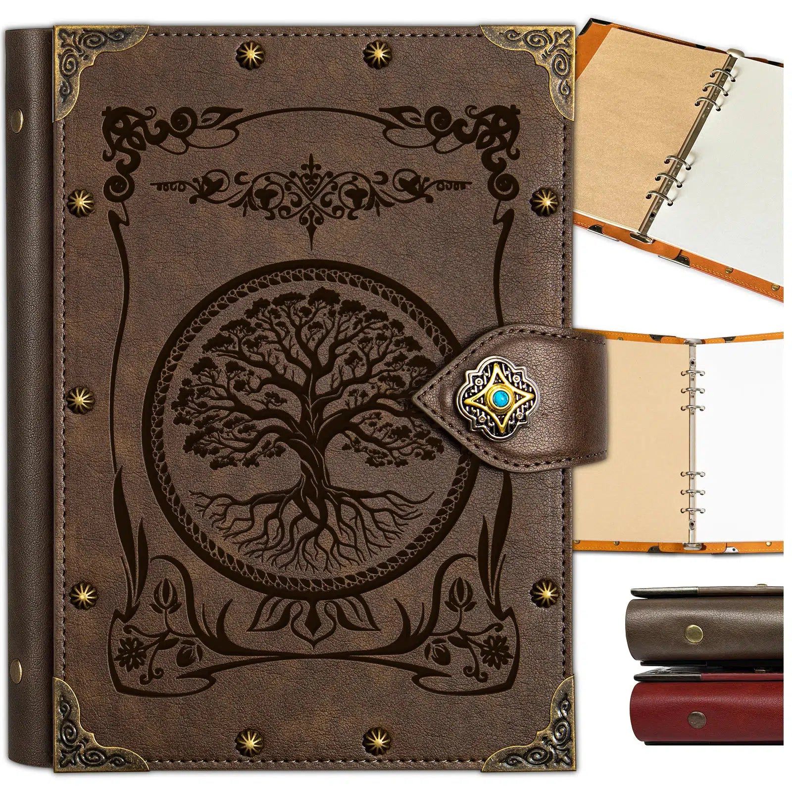 Pagan Tree of Life Notebook Vintage Leather Journal A5-MoonChildWorld