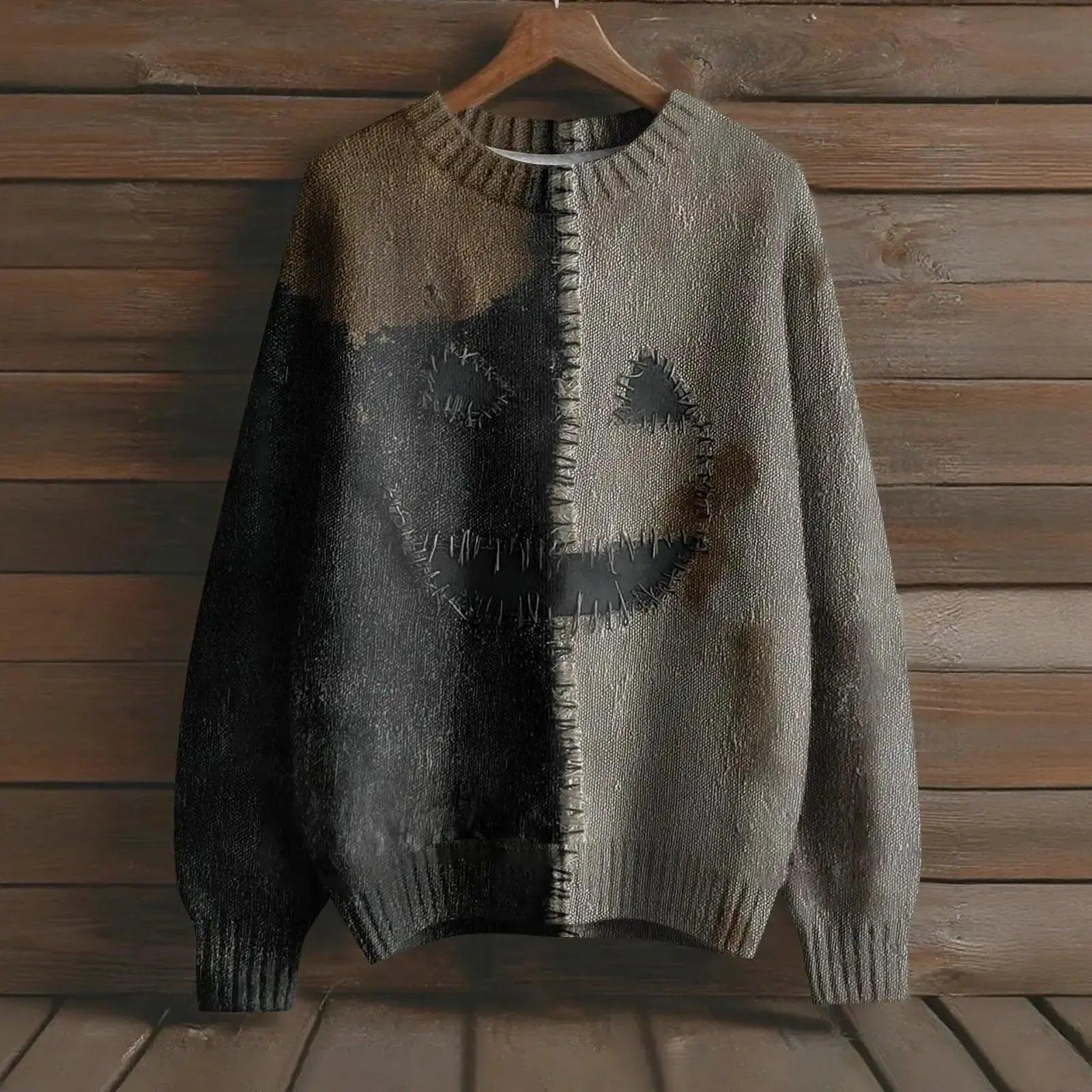 Creepy Pumpkin Long Sleeve Pullover Sweater - Gothic Witch Halloween Sweater-MoonChildWorld