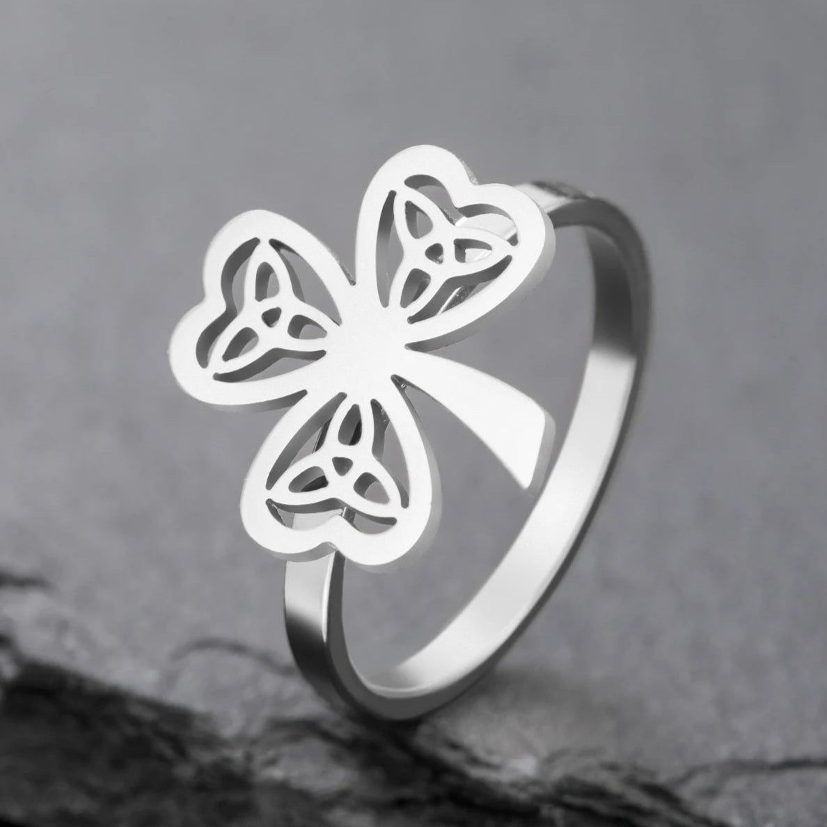 Lucky Clover Celtic Knot Witchcraft Ring Wiccan Jewelry-MoonChildWorld