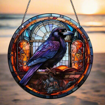 Dark Crow Window Art Black Raven Suncatcher Gothic Hanging Ornament