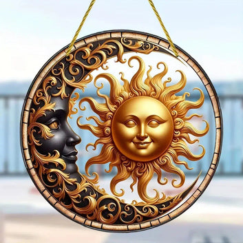 Moon Sun Catcher Celestial Acrylic Sign Sun Moon Window Hanging