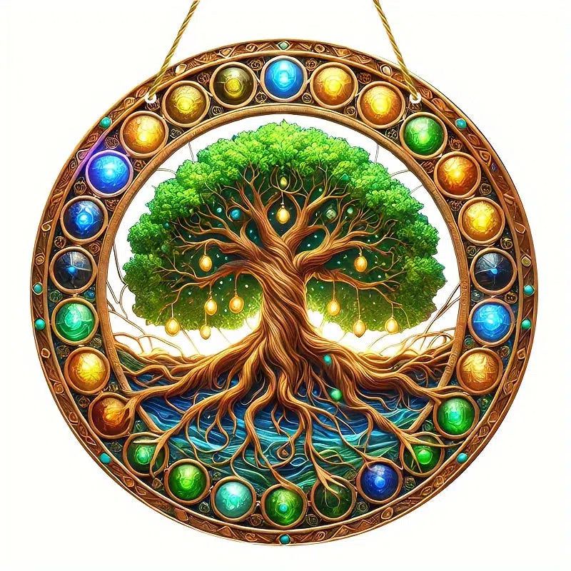 Tree of Life Suncatcher Acrylic Sign Pagan Window Hanging-MoonChildWorld