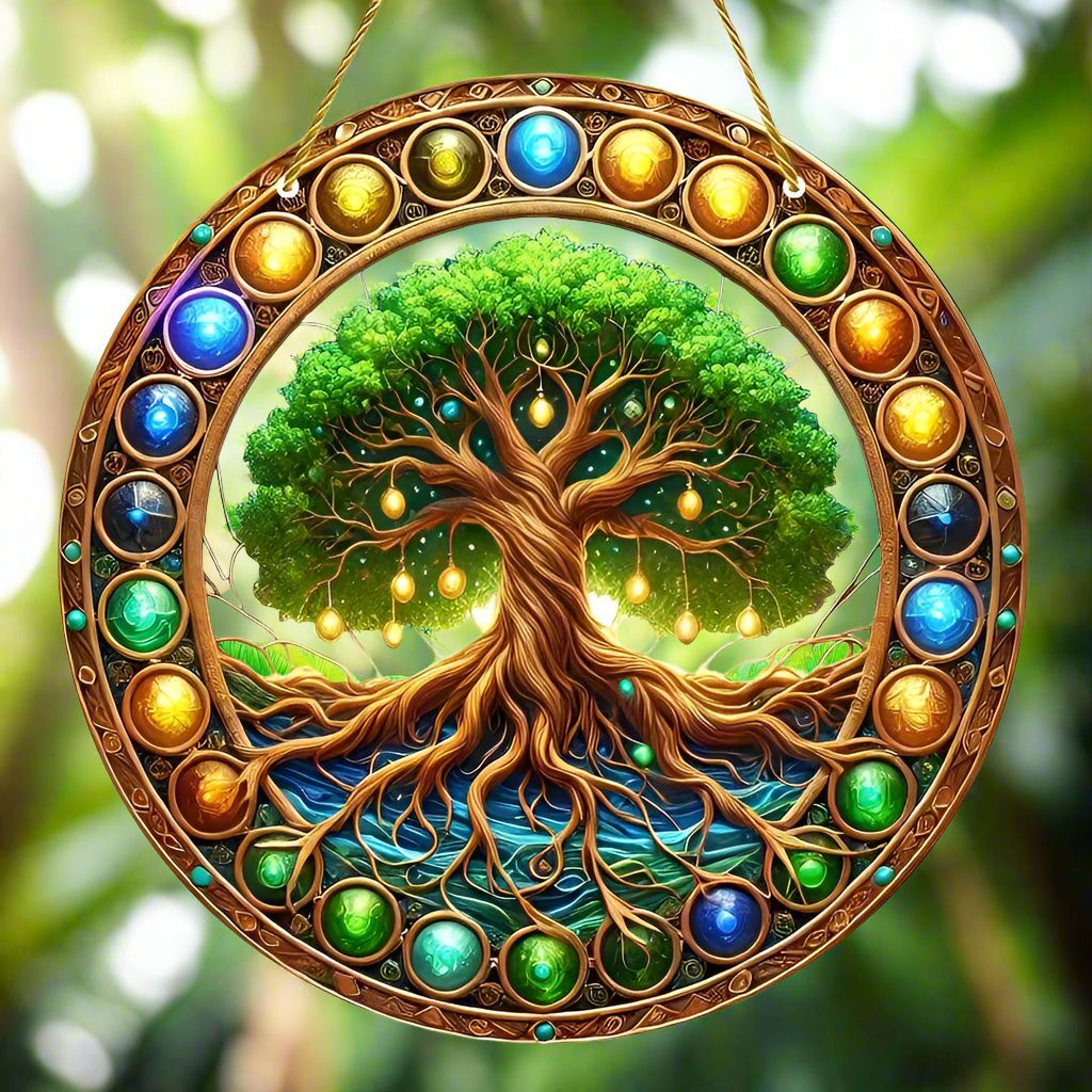 Tree of Life Suncatcher Acrylic Sign Pagan Window Hanging-MoonChildWorld