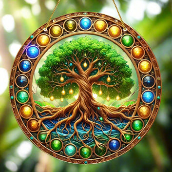 Tree of Life Suncatcher Acrylic Sign Pagan Window Hanging