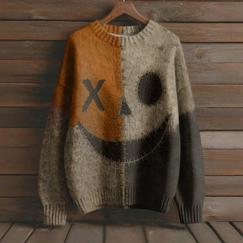Creepy Pumpkin Long Sleeve Pullover Sweater - Gothic Witch Halloween Sweater