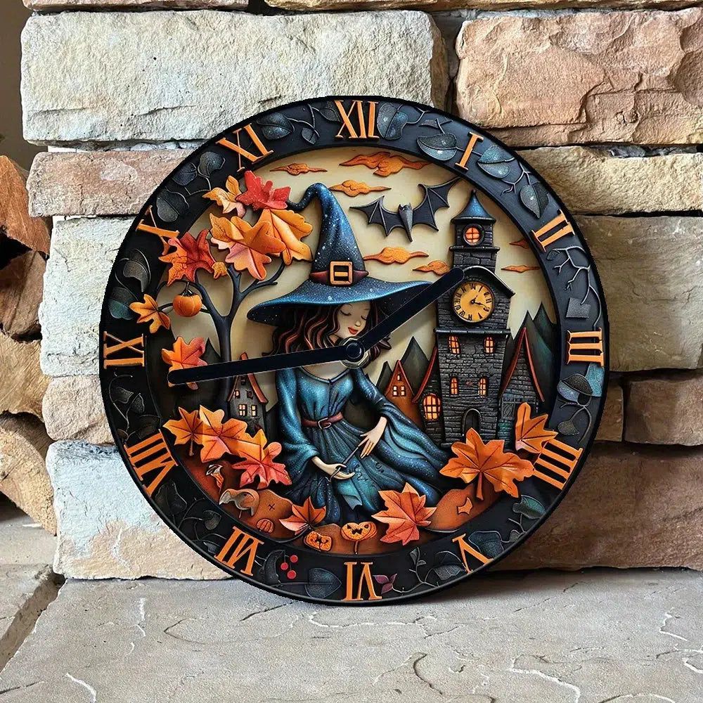 Witch Halloween Wall Clock Gothic Wall Clock-MoonChildWorld