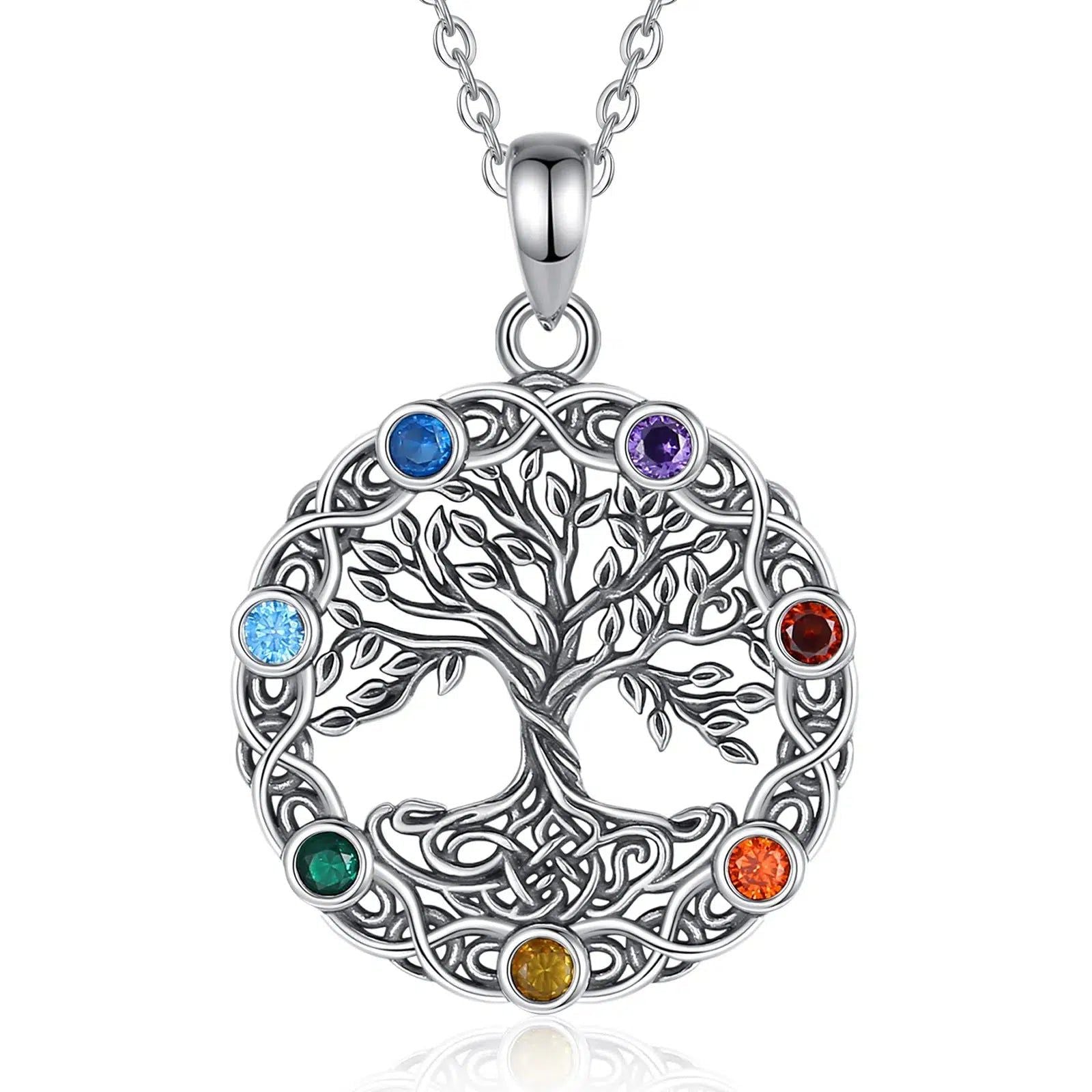 Celtic Pagan Tree of Life Necklace 7 Color Chakra Jewelry-MoonChildWorld