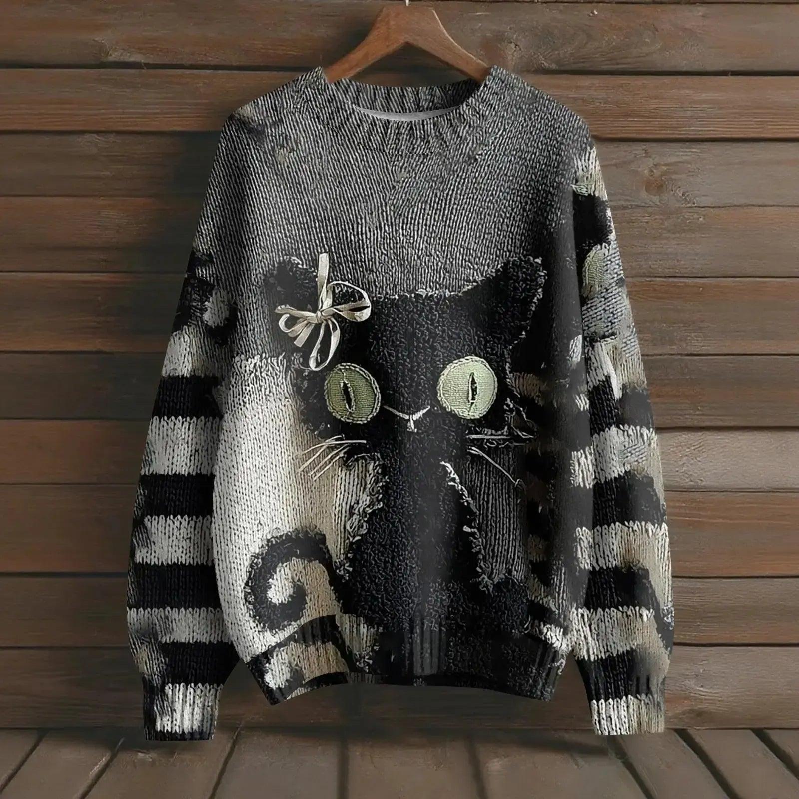 Creepy Pumpkin Long Sleeve Pullover Sweater - Gothic Witch Halloween Sweater-MoonChildWorld