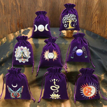 Tarot Card Velvet Storage Bag Witch Runes Dice Drawstring Bag