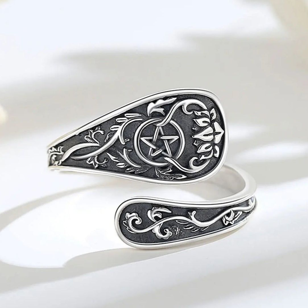 Witchcraft Pentagram Ring Pagan Pentacle Wiccan Jewelry-MoonChildWorld