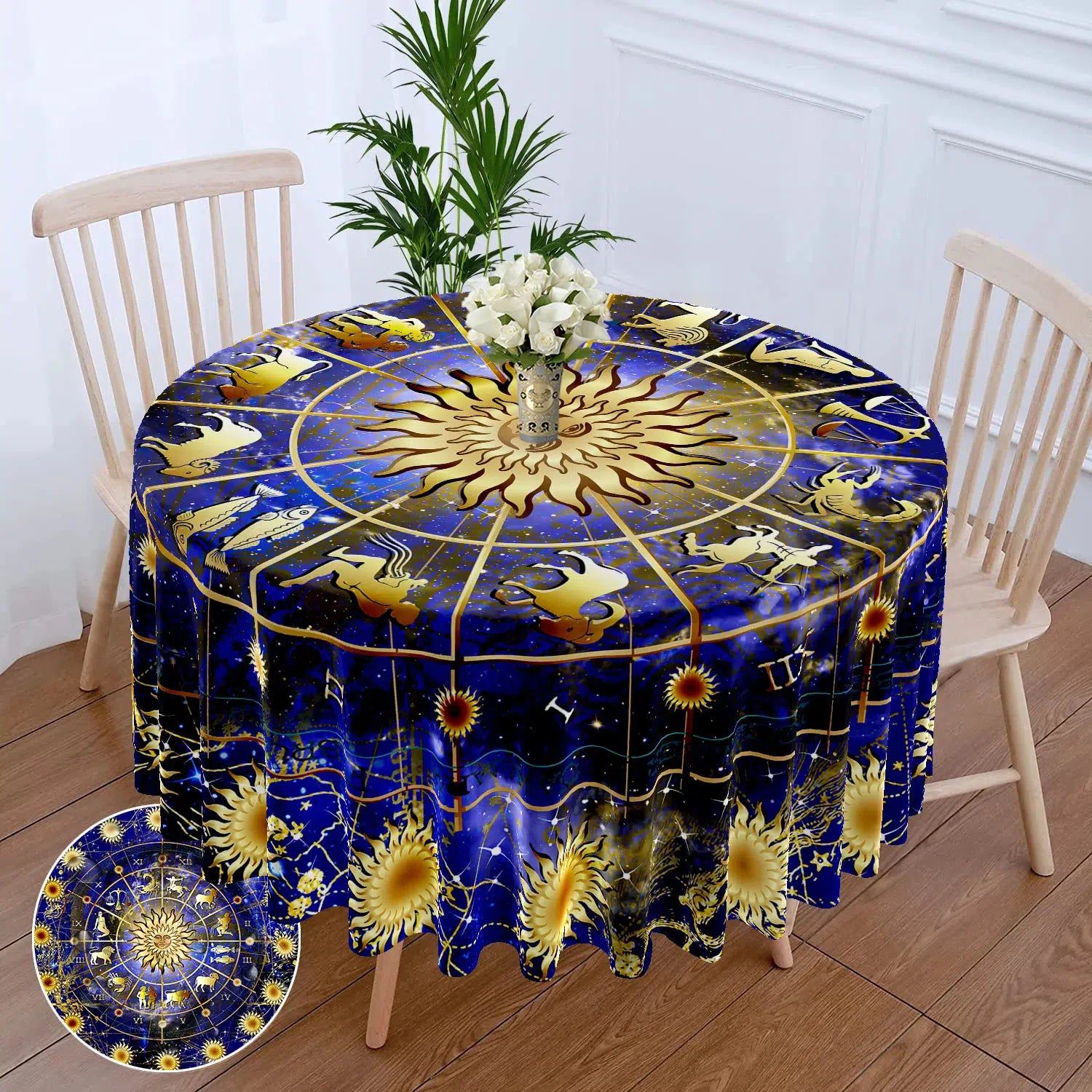 12 Constellations Circular Table Cloth Pagan Table Cover-MoonChildWorld