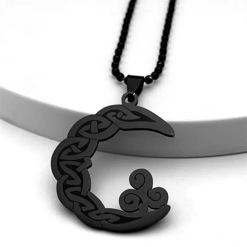 Crescent Moon Triskele Witch Necklace Celtic Triple Spiral Triskele Jewelry-MoonChildWorld