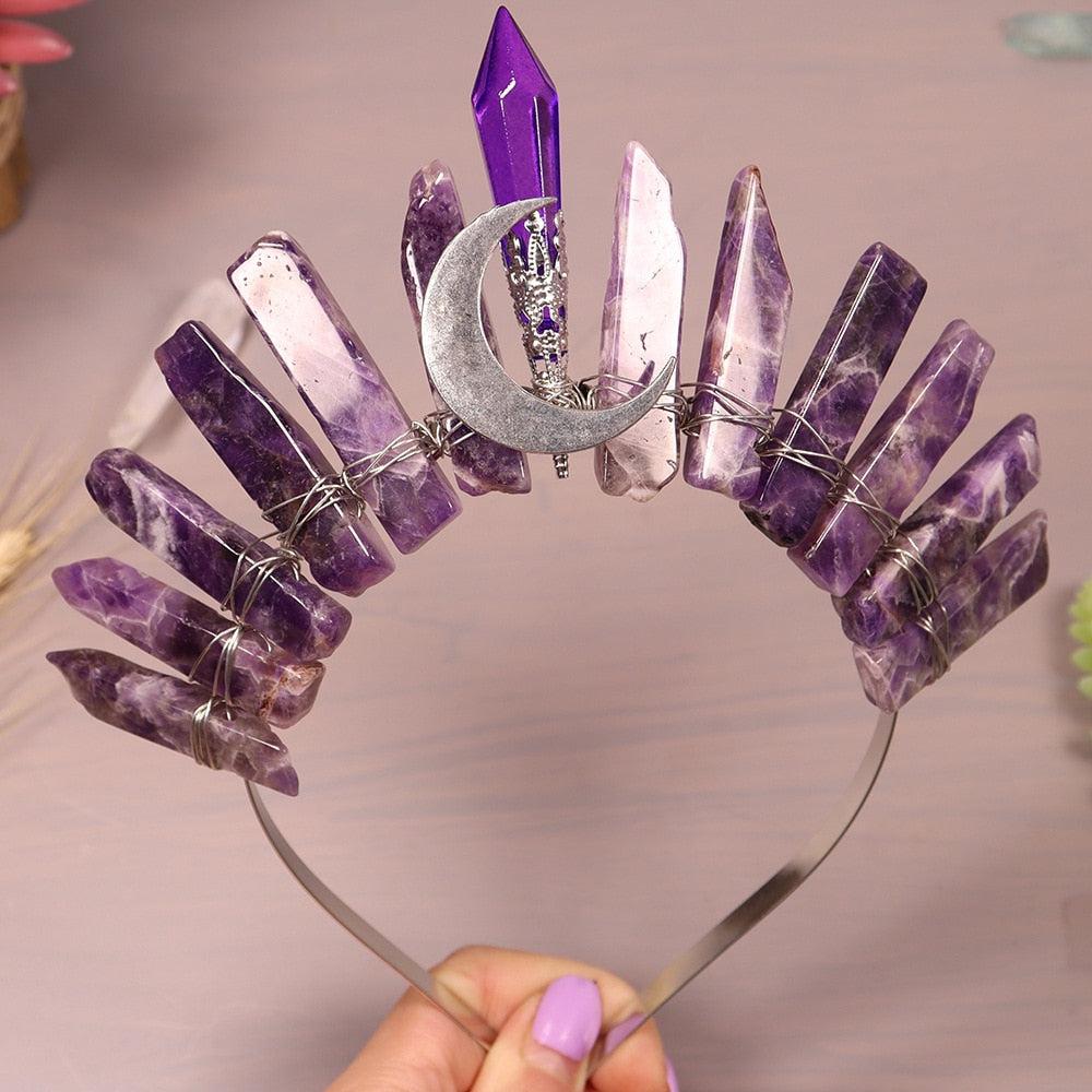 Natural Crystal Tiaras Crown Witchy Hair Accessories-MoonChildWorld