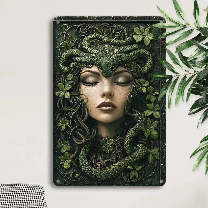 Mysterious Medusa Aluminum Wall Sign Medusa Metal Sign Greek Mythology Decor-MoonChildWorld