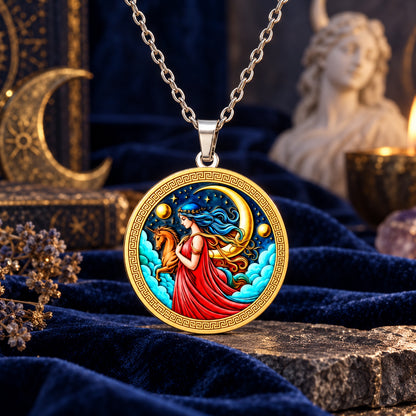 Selene Moon Goddess Unicorn Necklace — ritual scene detail 5