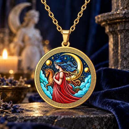 Selene Moon Goddess Unicorn Necklace — ritual scene detail 4