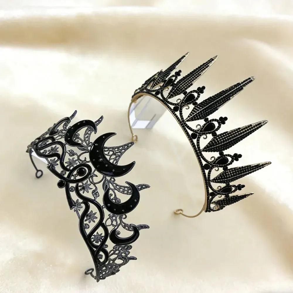 Set 2pcs Gorgeous Mysterious Moon Crown Witchy Hair Accessories for Gothic Halloween-MoonChildWorld