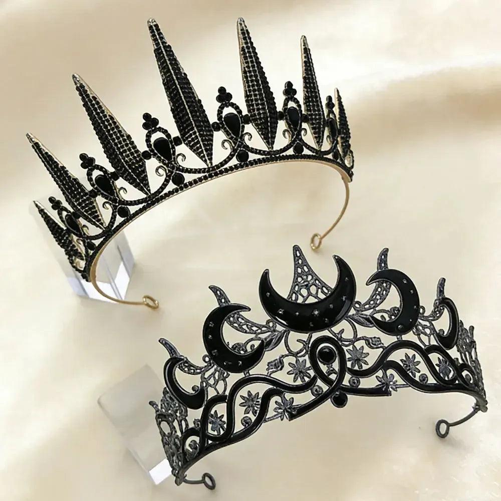 Set 2pcs Gorgeous Mysterious Moon Crown Witchy Hair Accessories for Gothic Halloween-MoonChildWorld