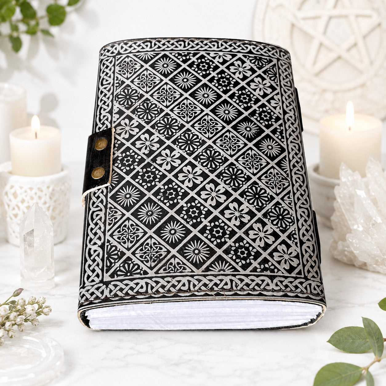 Seven Stone Leather Journal – Handmade Wiccan Grimoire Book of Shadows-MoonChildWorld