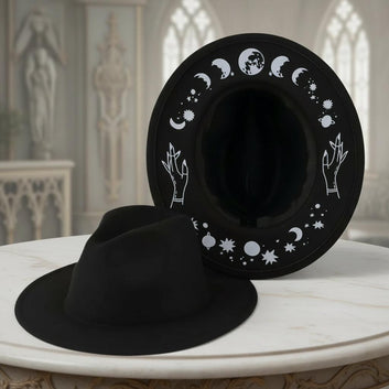 Halloween Dark Gothic Felt Fedoras Black Witch Hats