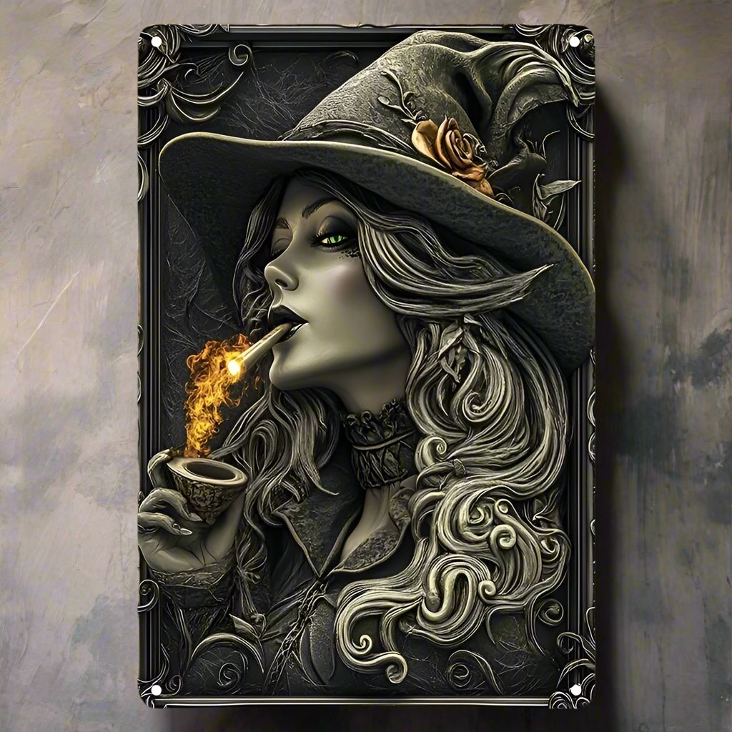 Gothic Witch Metal Tin Sign Witchy Wall Hanging Decor-MoonChildWorld