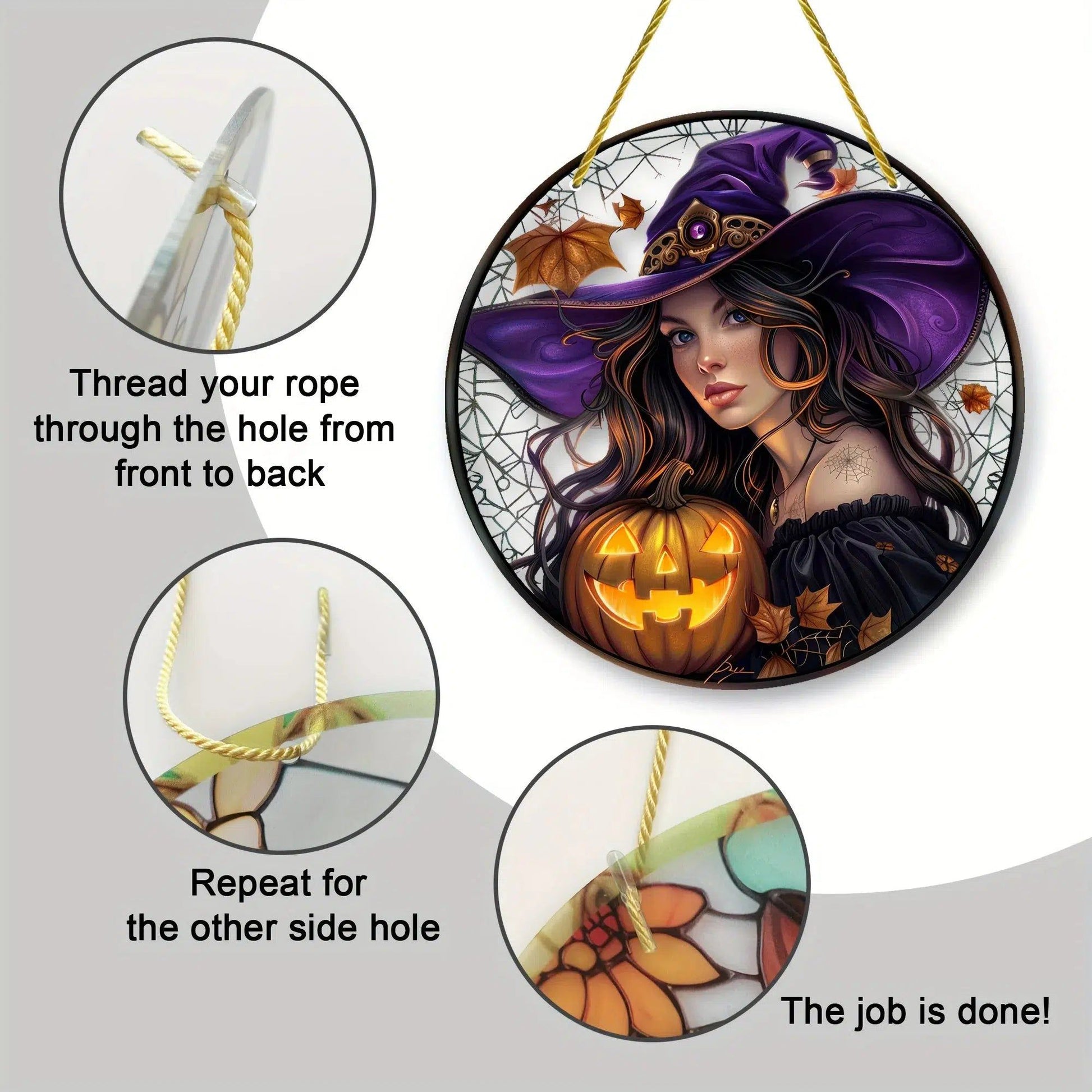 Pumpkin Halloween Witch Suncatcher Spooky Window Hanging-MoonChildWorld