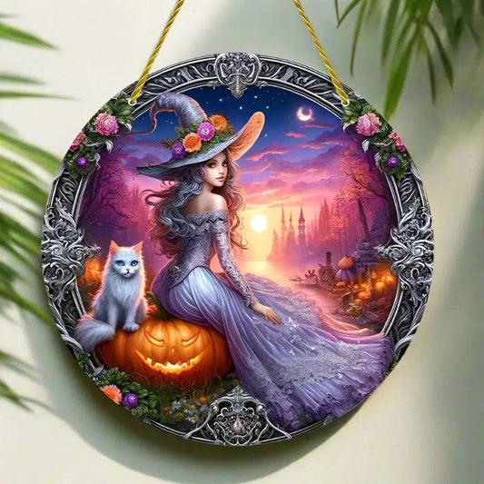 Halloween Witch Suncatcher Enchanting Acrylic Sign