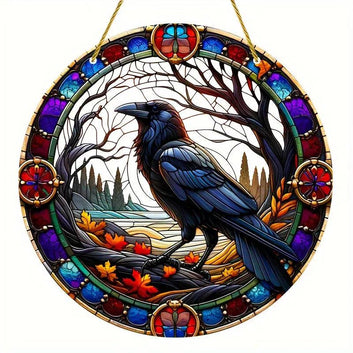 Dark Crow Window Art Black Raven Suncatcher Gothic Hanging Ornament