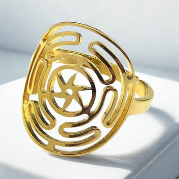 Wicca Hekate Wheel Ring Gothic Witch Jewelry - Hecate Symbol Ring