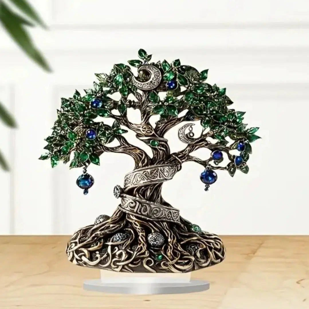 Celtics Tree of Life Table Ornament Wicca Tree of Life Acrylic Sign Pagan Desk Decor-MoonChildWorld