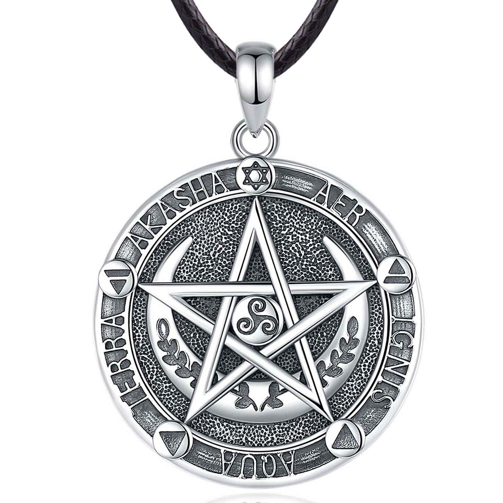 Witch Pentacle Moon Necklace Wiccan Jewelry-MoonChildWorld