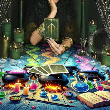 Mystery Potion Witch Altar Cloth Halloween Tarot Tablecloth for Reading Divination Witchy Home Decor