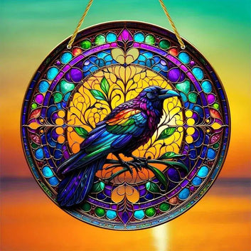 Vibrant Raven Suncatcher Witchy Acrylic Sign