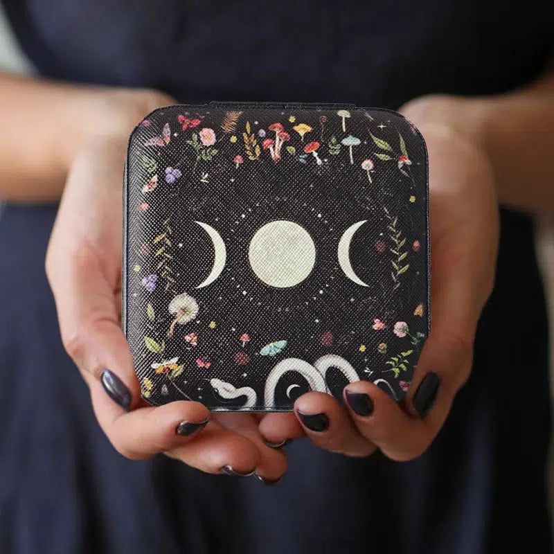 Moon Black Cat Witchy Storage Box Crystals Jewelry Storage Box-MoonChildWorld