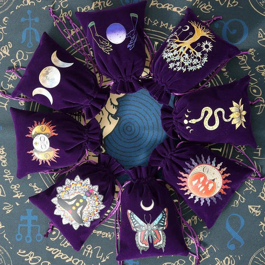 Tarot Card Velvet Storage Bag Witch Runes Dice Drawstring Bag