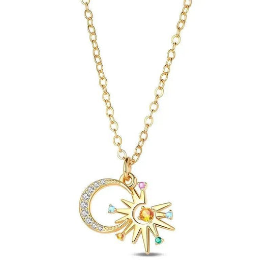 925 Sterling Silver Sun Moon Necklace