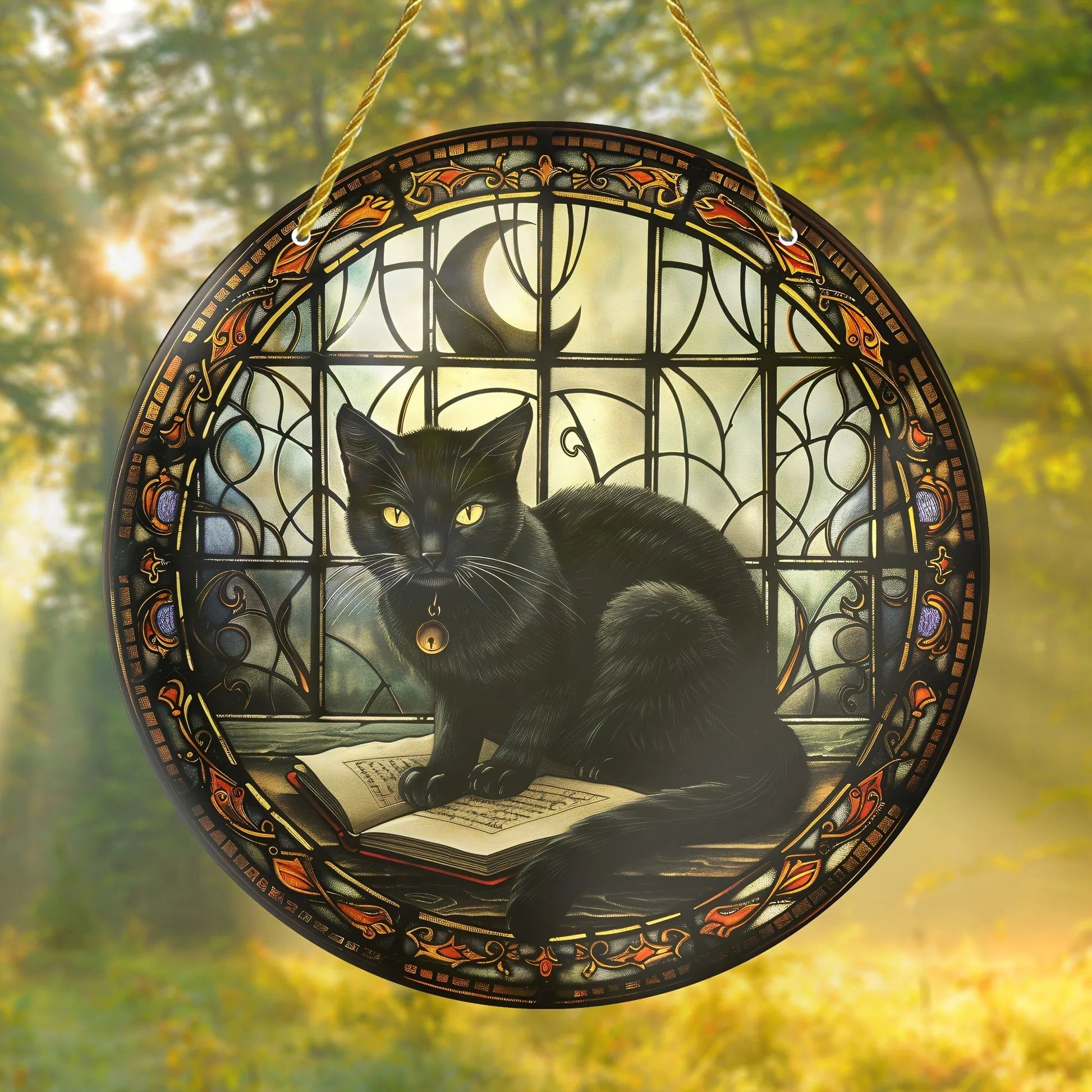 Black Cat Suncatcher Halloween Gothic Acrylic Sign Witchy Window Art-MoonChildWorld