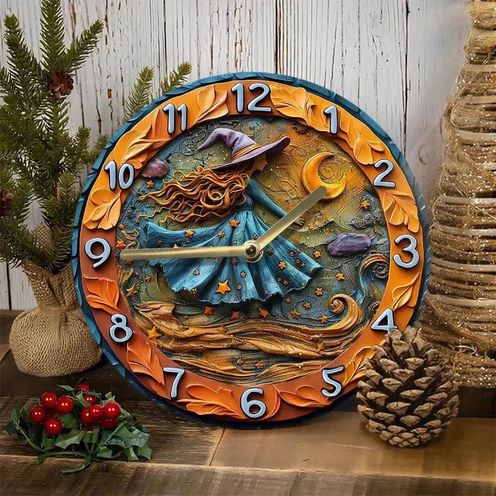 Moon Witch Wall Clock for Halloween Home Decor-MoonChildWorld