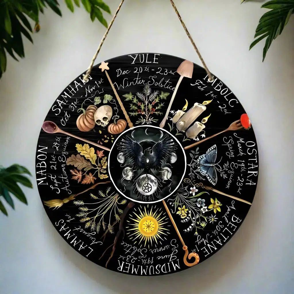 Magical Wheel of Year Pagan Festival Sign Pagan Calendar Wooden Sign-MoonChildWorld