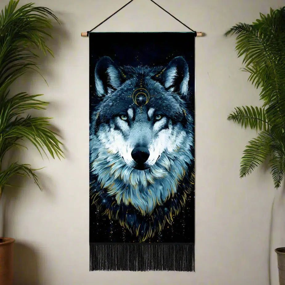 Boho Wolf Tapestry Wall Hanging Spirit Animals Tapestry-MoonChildWorld