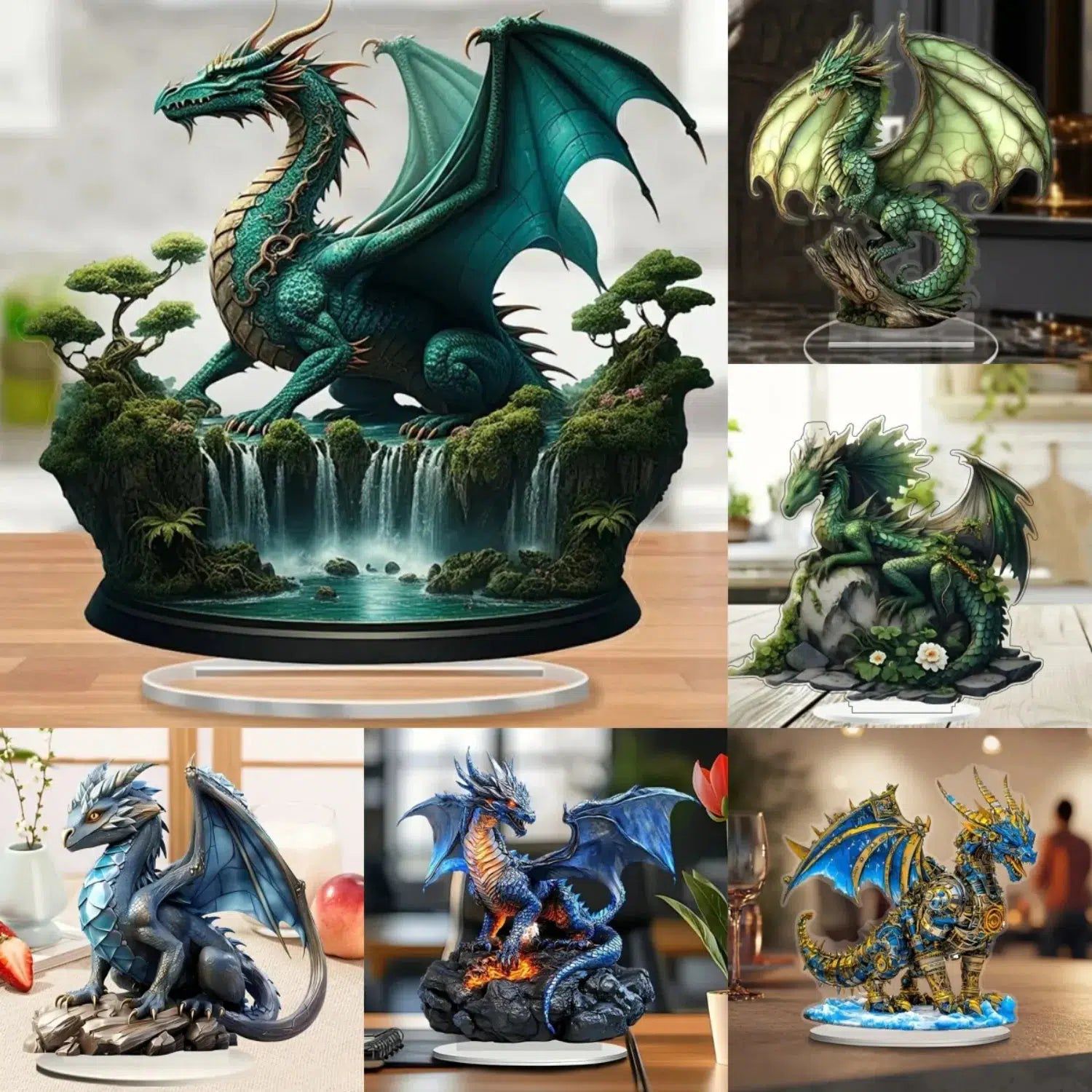 Giant Dragon 2D Flat Acrylic Figurine Dragon Table Ornament Dragon Desk Decor-MoonChildWorld