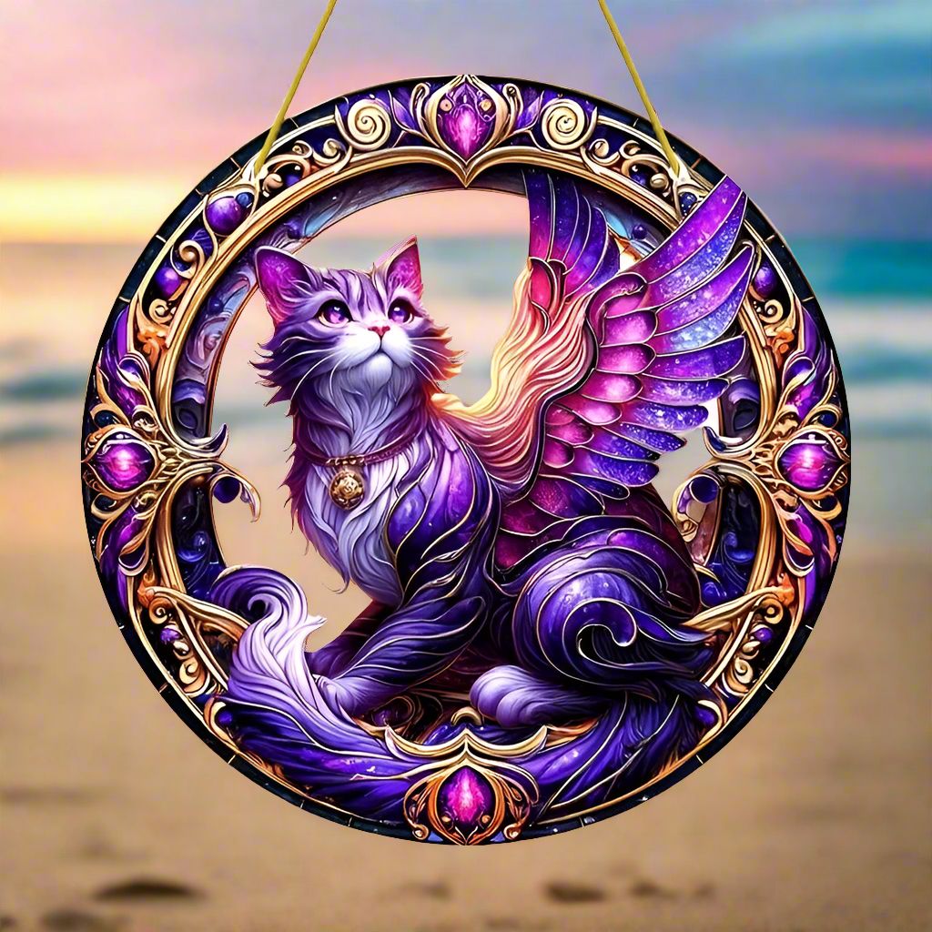 Mysterious Cat Acrylic Suncatcher Magic Cat Window Decorations-MoonChildWorld