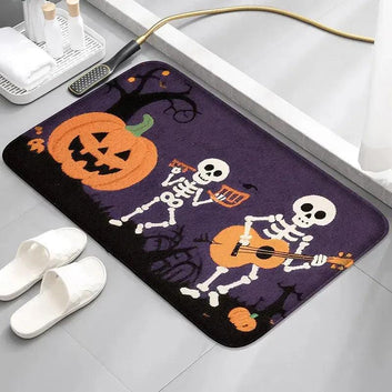 Spooky Halloween Doormat - Cute Ghost, Pumpkin and Spider Design Gothic Witch Home Decor