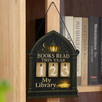 Magical Books Read Tracker Sign - Gothic Witchy Hanging Sign Library Decor with Number Boards for Book Lovers