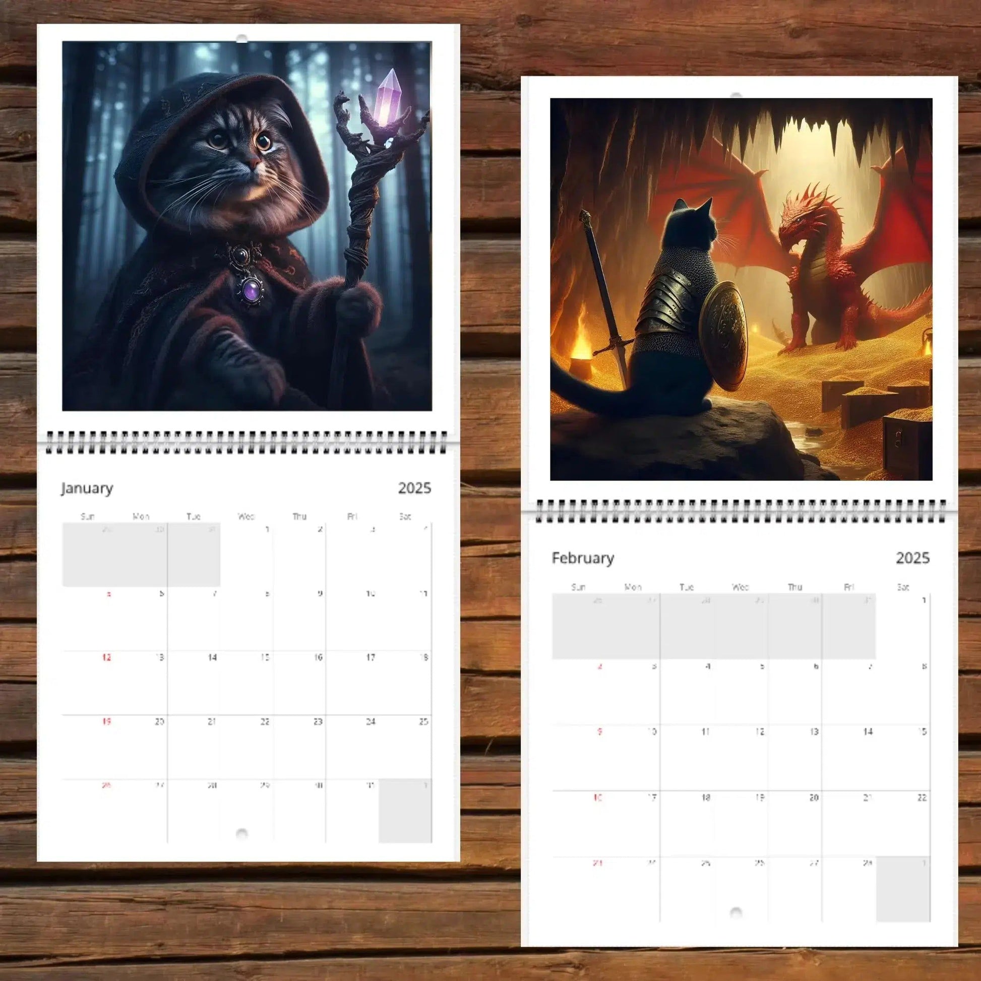 2025 Medieval Exploration Cat Calendar Wizard Cat 2025 Calendar-MoonChildWorld