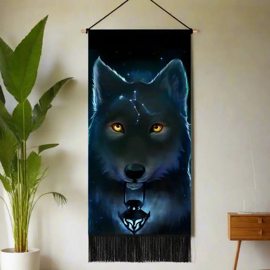 Boho Wolf Tapestry Wall Hanging Spirit Animals Tapestry-MoonChildWorld