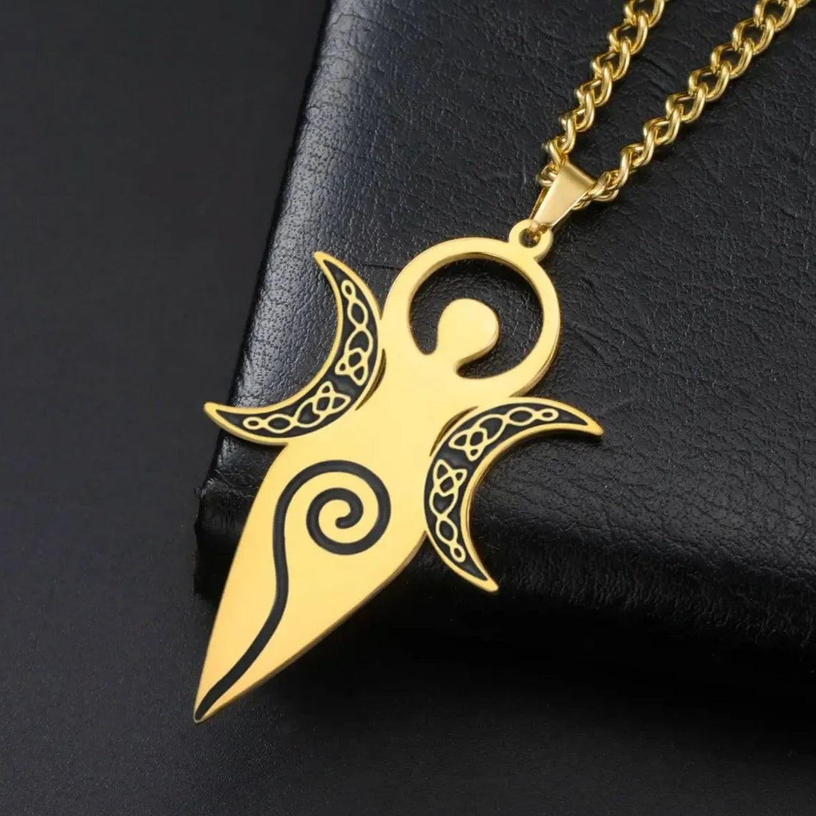 Triple Moon Goddess Necklace - Pagan Goddess Necklace Wiccan Jewelry-MoonChildWorld